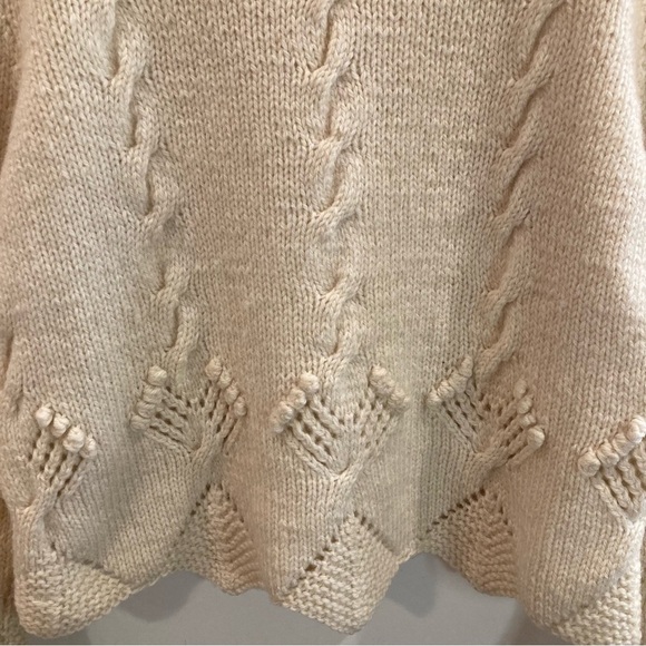 OLD TOWN KNITWEAR Sz L Cottagecore Prairiecore Braided Cable Baubles Sweater - Picture 2 of 7